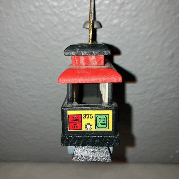 Christmas Ornament San Francisco Cable Trolley Car VTG Wood Powell Market Street - Picture 4 of 6